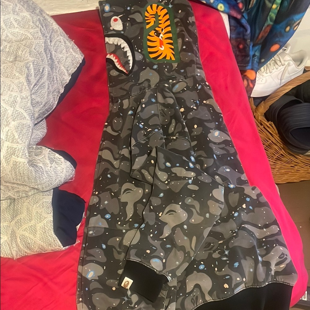 BAPE Shark Hoodie in Black and Orange